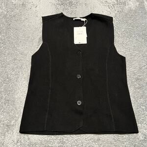 Soaked Sweater Vest Womens Large SL Haven Waistcoat Black Button